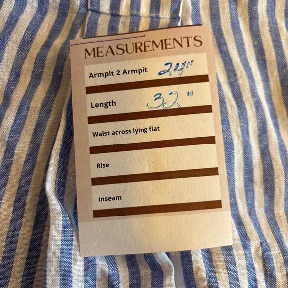 LL Bean Linen Striped Tunic NWT, classic blue/white, long sleeve, coastal preppy - Picture 10 of 10